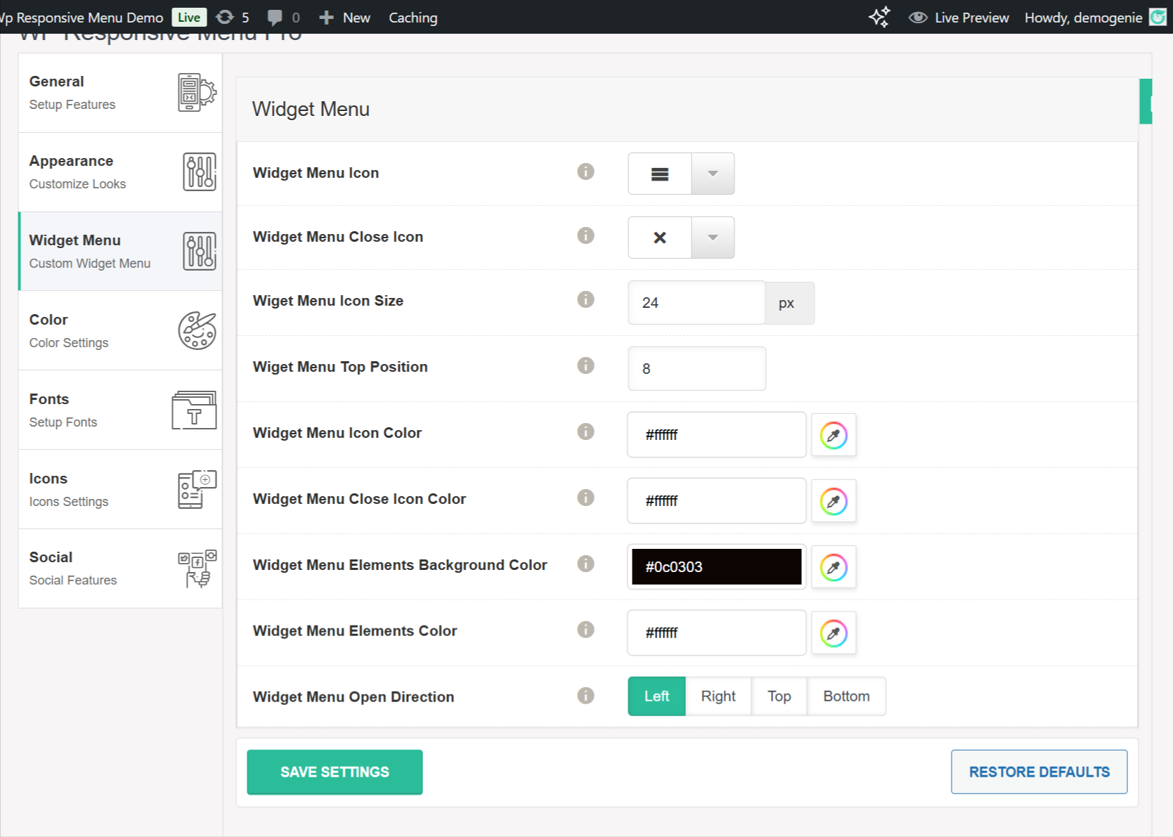 Widget Menu – docs.magnigenie.com
